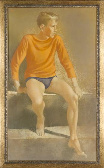 ROBERT BLISS Seated Boy in an Orange Shirt.